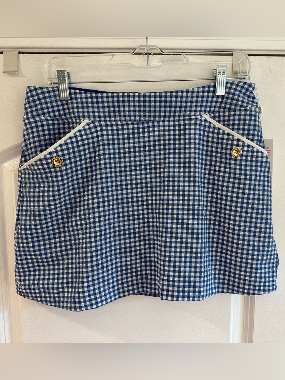 NWT Lilly Pulitzer Thera Skort Starlight Navy Mini Performance Gingham